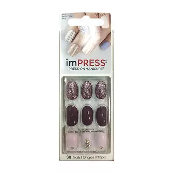 Твердый лак для ногтей Kiss Impress Press-On Manicure #BIP250 (новый) | Пурпурный блеск (длина короткая)