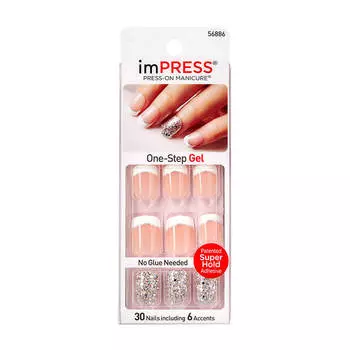 Твердый лак для ногтей Kiss Impress Press-On Manicure #BIPD010 | Париж (длина короткая)