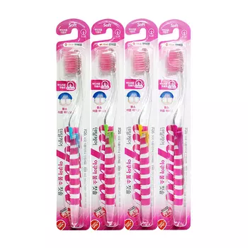 Зубная щётка Co Arang Fluorine Toothbrush (с прямой ручкой), Цвет #3 Pink | Розовая