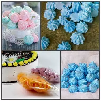 Фигурка сахарная Цветочки-безе 100 шт (голубые)