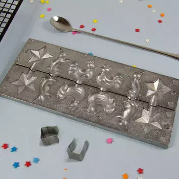 Форма для леденцов Новогодний микс 6 ячеек с зажимом