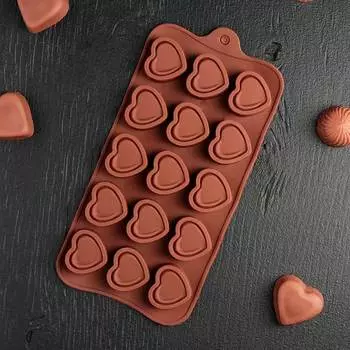 Форма для шоколада и льда Сладкое сердце 15 ячеек