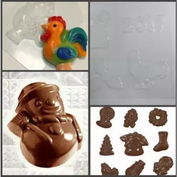 Форма для шоколада Снеговик и петушок