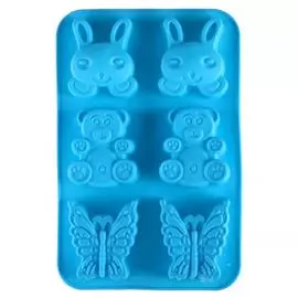 Форма для выпечки 6 ячеек Заяц, мишка, бабочка