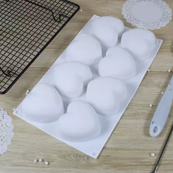 Форма силиконовая 8 ячеек Сердца Сюзанна