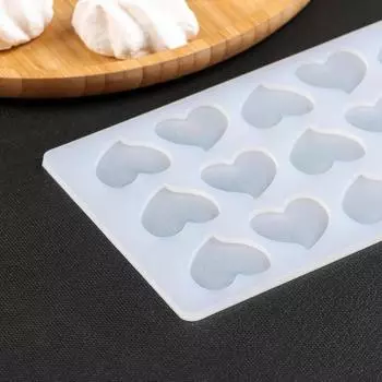 Форма силиконовая для леденцов и шоколада 18 ячеек сердечки Флирт