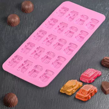 Форма силиконовая для шоколада, мармелада Машинки 20 ячеек