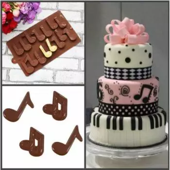 Форма силиконовая для шоколада Нотки 14 ячеек