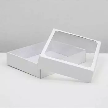 Коробочка для сладостей белая с окошком 29х23,5х6 см