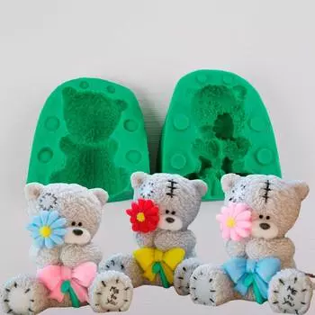 Молд 3D Мишка с цветком