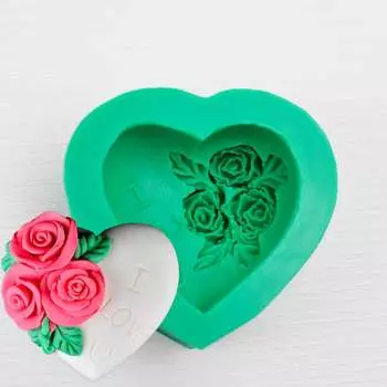 Молд Сердце с розами I Love