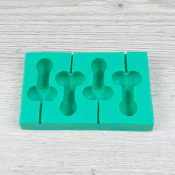 Молд силиконовый для леденцов и шоколада Пенис на палочке 4 ячейки