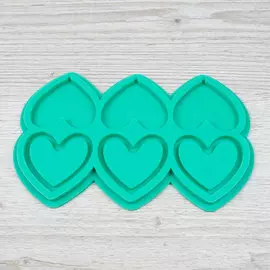 Молд силиконовый для леденцов Погремушка сердечки