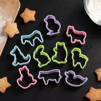 Набор форм пластиковых для печенья 10 предметов Зоопарк