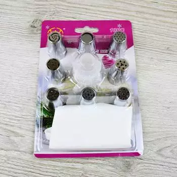 Набор кондитерских насадок 8 шт + мешок + переходник