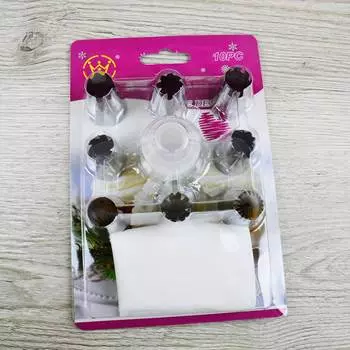 Набор кондитерских насадок Универсальный 8 шт + мешок + переходник