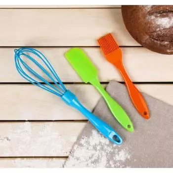 Набор кулинарный 3 предмета: лопатка, венчик, кисточка