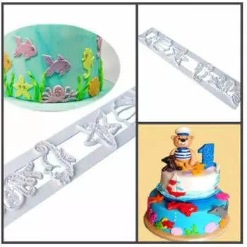 Печать, штамп для мастики, марципана и теста Океан