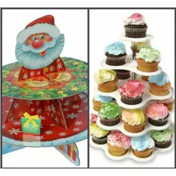 Подставка для пирожных двухъярусная Дедушка Мороз