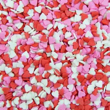 Посыпка кондитерская сердечки красно-бело-розовые мини