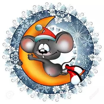 Съедобная картинка на торт Мышка на Луне