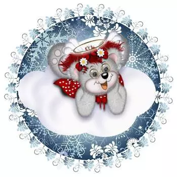 Съедобная картинка на торт Мышка в облаках