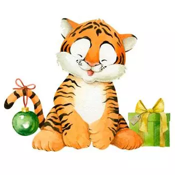 Съедобная картинка на торт Тигренок С новым годом 2022