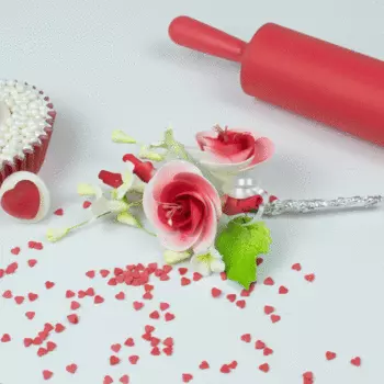 Сахарные цветы Ветка Розы №2 (красная)