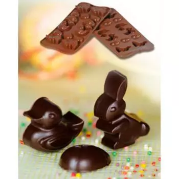 Силиконовая форма для шоколада Утята и зайчики 14 ячеек