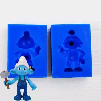 Силиконовый молд 3D смурфик строитель