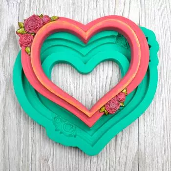 Силиконовый молд большое сердце с розами
