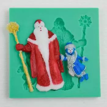 Силиконовый молд Дед Мороз и внучка Снегурочка