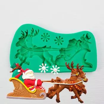 Силиконовый молд Дед Мороз на оленях