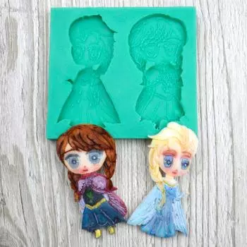Силиконовый молд Эльза и Анна