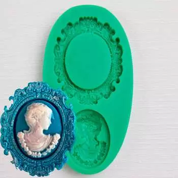 Силиконовый молд Камея девушка в рамке