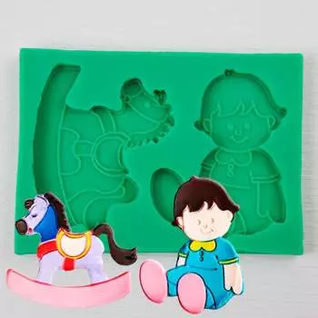 Силиконовый молд Малыш и лошадка