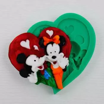 Силиконовый молд Микки и Минни в сердце