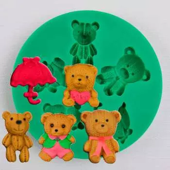 Силиконовый молд Мишки с зонтиком