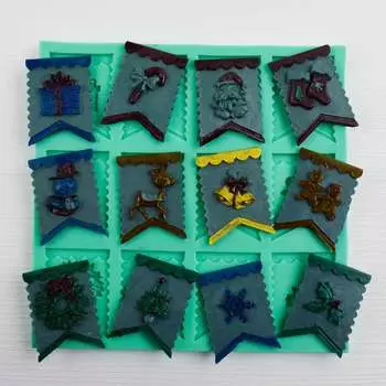 Силиконовый молд Новогодние флажки