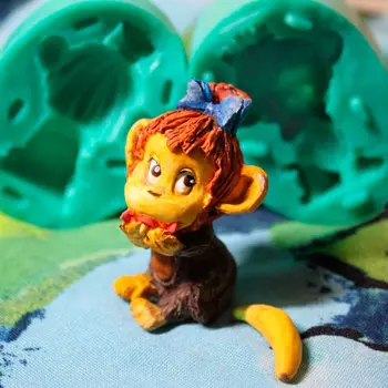 Силиконовый молд Обезьянка с бантиком 3D