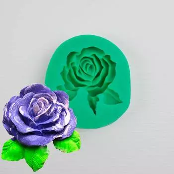 Силиконовый молд Роза большая с листочками