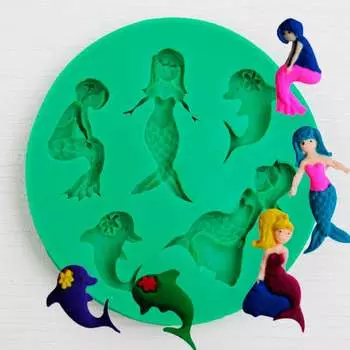 Силиконовый молд Русалки и дельфины