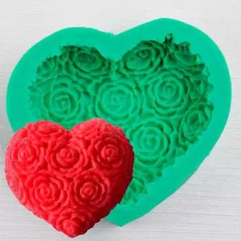 Силиконовый молд Сердце из роз №2