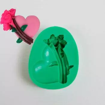 Силиконовый молд Сердце с цветами