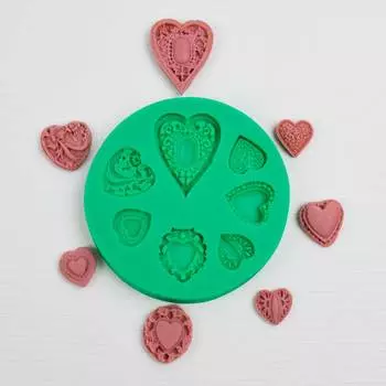 Силиконовый молд Сердечки ажурные
