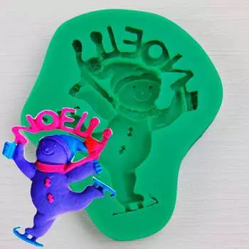 Силиконовый молд Снеговик на коньках