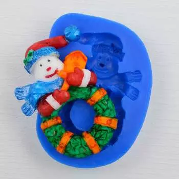 Силиконовый молд Снеговик с венком