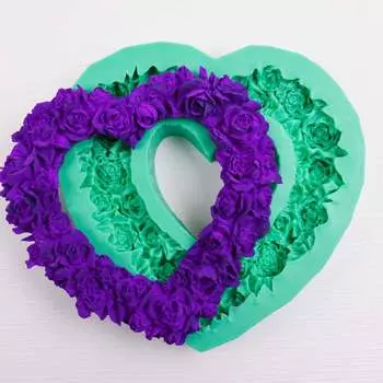 Силиконовый молд Свадебное сердце из роз