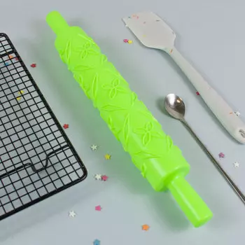 Скалка кондитерская фактурная с узором Цветы и Листья