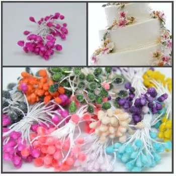 Тычинки для цветов Кристалл 60 шт (Малиновый)